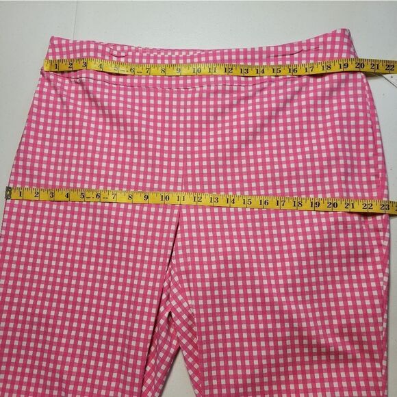 Intro Audrey Ankle Cropped Pants Pink White Gingham Women's Plus Size 18W - Picture 14 of 14